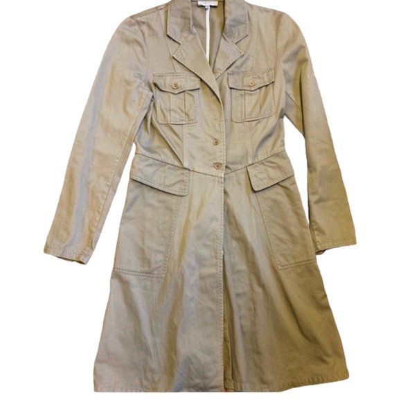 ARMAND Ventilo midi length khaki trench coat - Picture 1 of 6